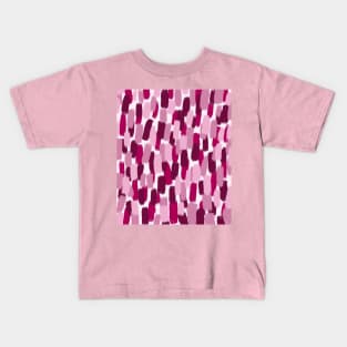 Abstract, Paint Brush Effect in Burgundy, Raspberry and Mauve Kids T-Shirt